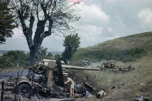 German 88-mm destroyed north of Rome,Italy, 1944.